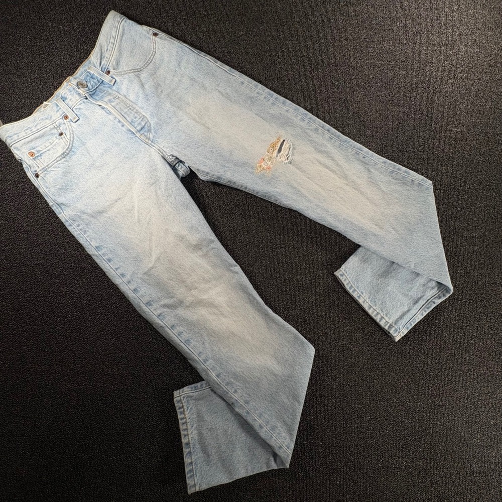 Levi's 501 150th Anniversary Original Fit Jeans Women's 28x29 Light Wash Floral‎